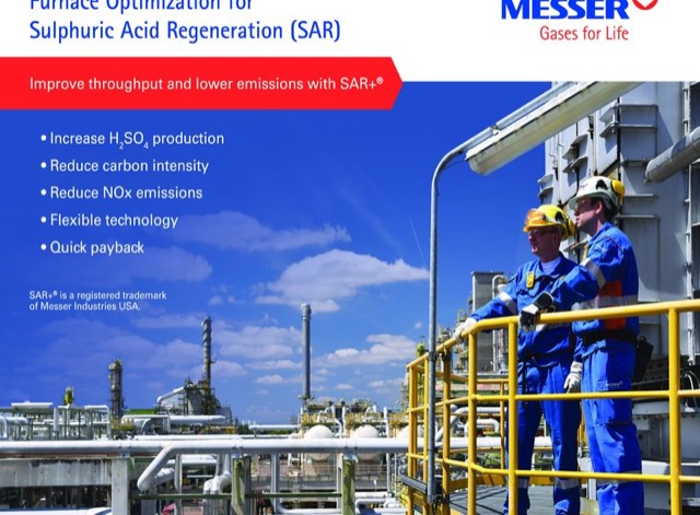 Messer brochure showing two hard-hat workers on a platform overlooking an industrial plant